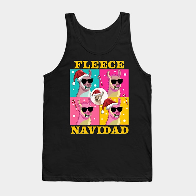 Fleece Navidad Llama - Feliz Navidad Funny Christmas Llama Tank Top by OrangeMonkeyArt